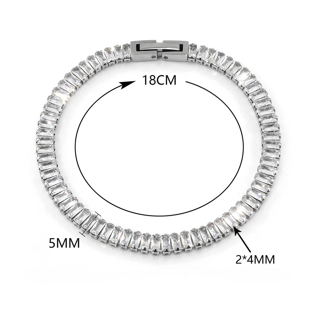 Zircon Tennis Bracelet Women's Square Light Luxury Exquisite Bracelet Gift Jewelry