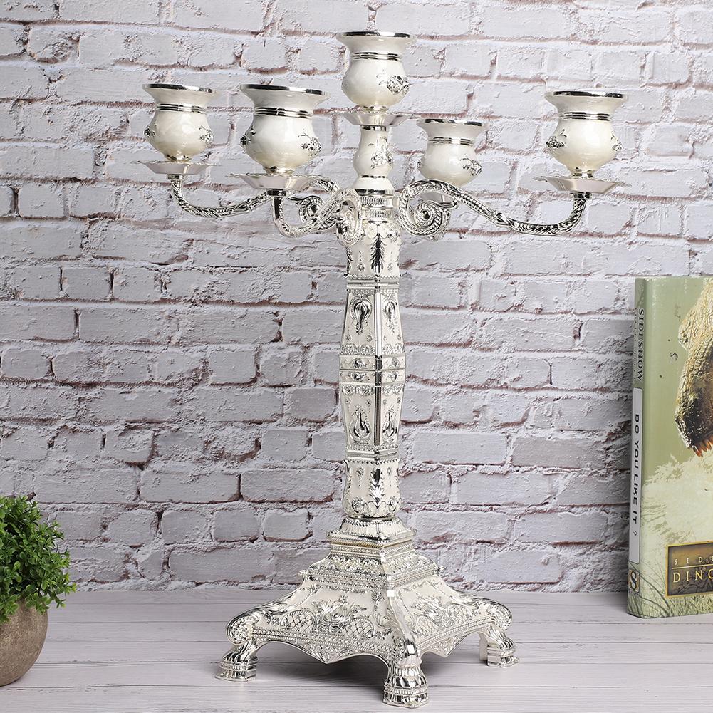 European Vintage Home Candelabra Embossed Candle Holder Dinner Table Wedding Ornaments