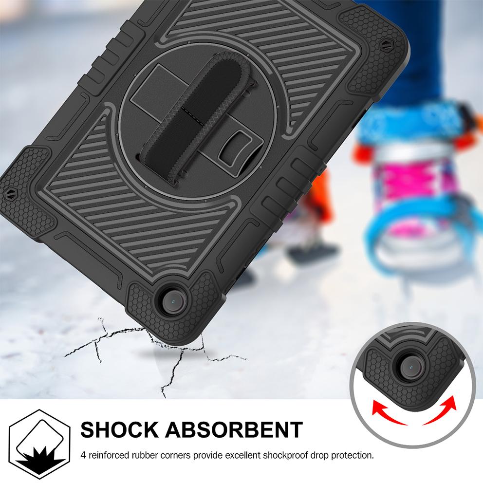 Hand Shoulder Strap Stand Case For Samsung Galaxy Tab A9 SM-X110 X115 X117 A9 Plus X210 X216B X218U 360 Rotating Cover Kids Safe