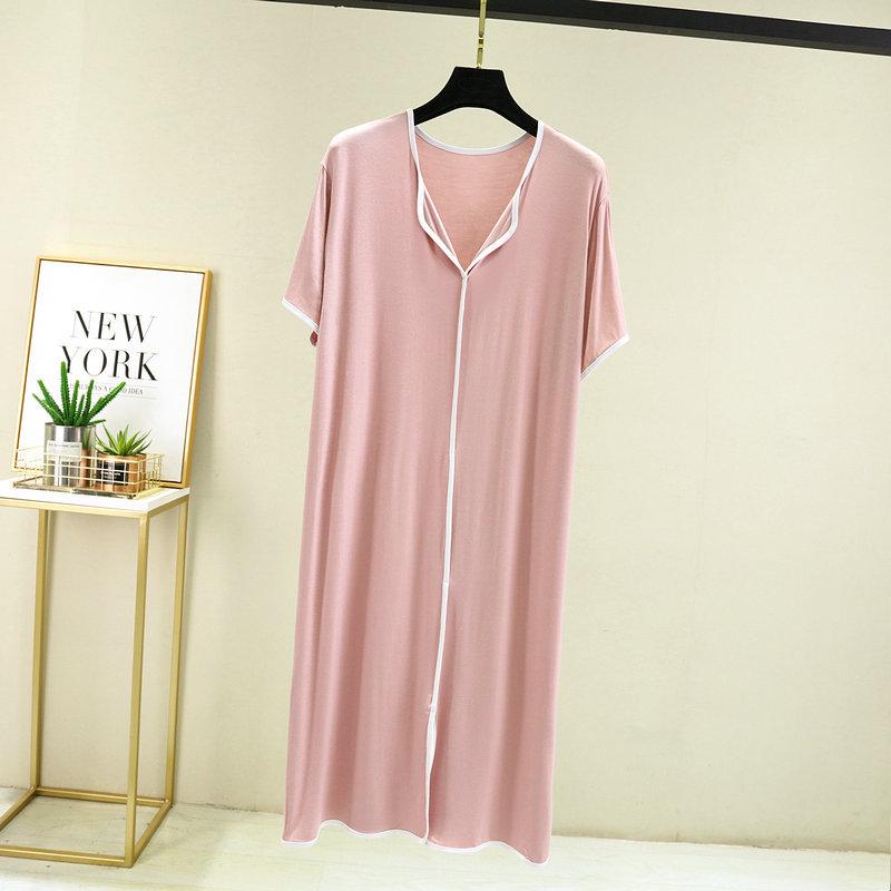 Women's Modal Short-Sleeve Summer Nightdress, Loose Fit, Large Size, Belly-Covering Hem, Lightweight Long Skirt.