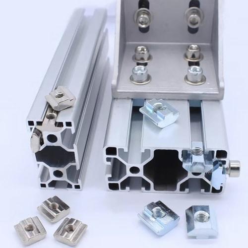 50pcs M5 T-Slot Slider Nuts, T-Nuts for 20-Rail Aluminum Frames, Carbon Steel, Aluminum Profile Accessories