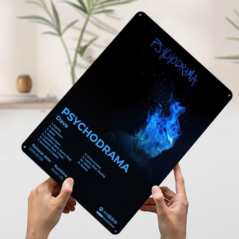 

Dave Psychodrama Album Cover Art Poster Customized Wall Art Vintage Metal Signs Retro Tin Plaque for Man Cave Room Decor Men 20x30cm（7.8x11.8inch）