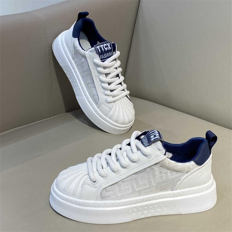 

Мужская обувь популярные маленькие белые туфли ракушка дышащая одинарная сетка толстая подошва сочетание цветов повседневные и удобные классические спортивные кеды 44 синий