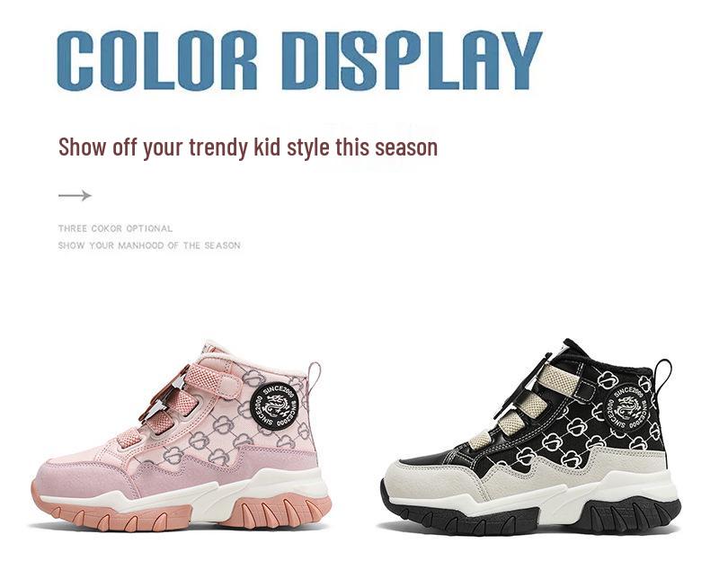 Sneakers in Cotone Foderate in Velluto per Bambini - Autunno/Inverno 2025, Calde, Antiscivolo, Suola Morbida, alla Moda per Bambini e Bambine