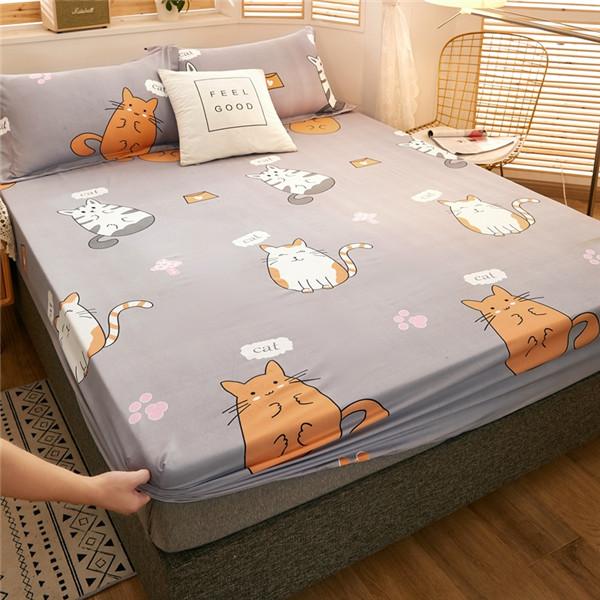 100% Waterproof Bed Sheet Cotton Fitted Sheet with Elastic Bands Non Slip Adjustable Mattress Covers Bed Protector Cover (Np Pillowcase)