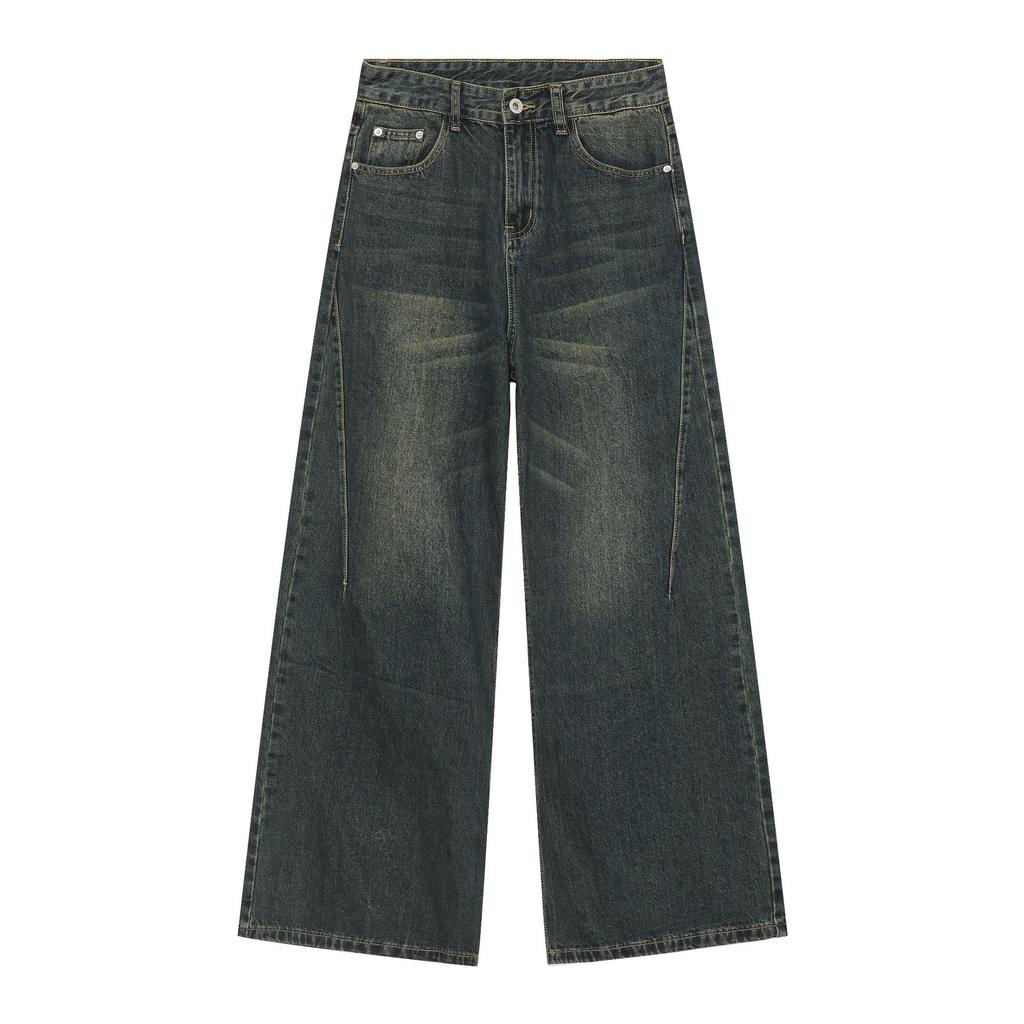 Vintage Loose Wide-leg Jeans Men's Design Sense of Senior Sense of Fried Street Pants Straight Loose Jeans for Men Fashionable and Comfortable Pants