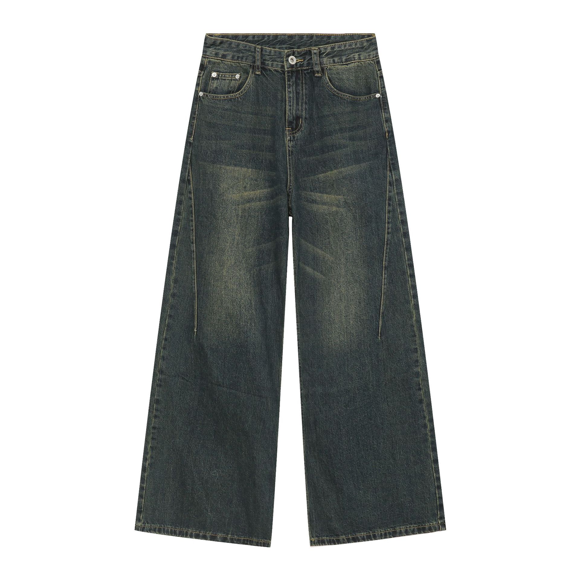 

Вінтажні вільні широкі джинси Чоловічий дизайн Sense of Senior Sense of Fried Street Pants Прямі вільні джинси для чоловіків Модні та зручні штани S