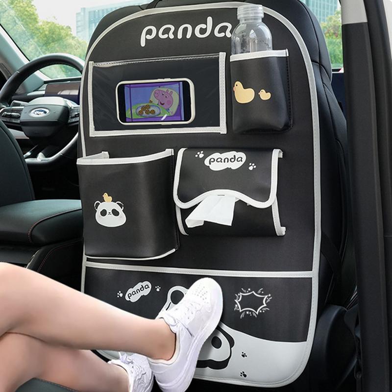 Auto Sitzlehnen Organizer Niedlicher Cartoon Panda Rücksitzaufbewahrung Multifunktionaler Auto Mülleimer Fahrzeug Rücksitz Organizer