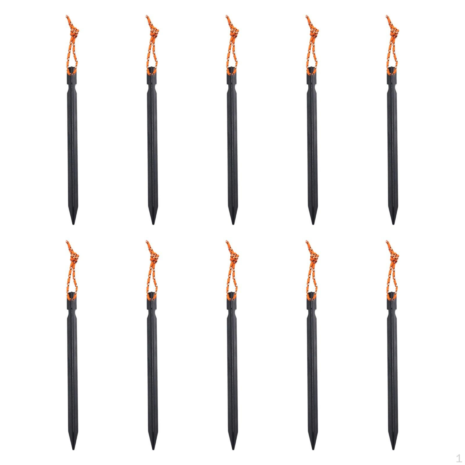 

10 штук Колышки для палатки Пляжные колышки Алюминиевые Прочные Металлические Грунтовые для Навесов чёрный