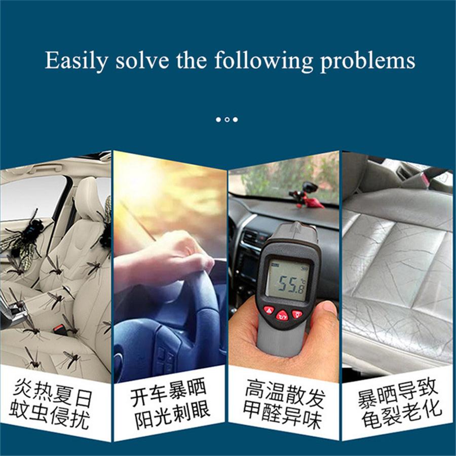 2x Universelle Auto Frontseitenfenster Sonnenschutzabdeckungen UV-Schutz Netzvorhang Schwarz