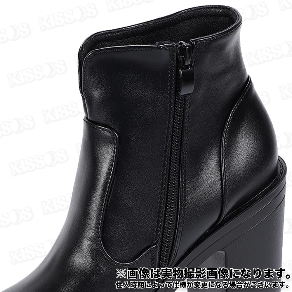 KISSOS Women's Ankle Boots with Platform Sole, Thick Heel, 15cm, Side Zipper, Leg-Lengthening, Simple Design (Size 23.0cm (36))