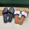 Fashion Causal Flat Woman's Slippers Peep Toe Outside Street Female Beach Shoes 2025 Summer Soft Leather Brand Design Ladies Slides