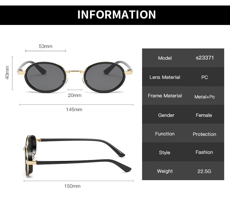 Oval Punk Sunglasses Women Brand Metal Frame Sun Glasses For Men Classic Vintage Steampunk Eyewear Shades UV400