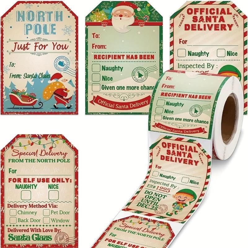 Christmas Gift Packaging Sticker Label, 200pcs/roll, Festive Design, Perfect for Holiday Gifts, Easy-To-Use Sealing Stickers