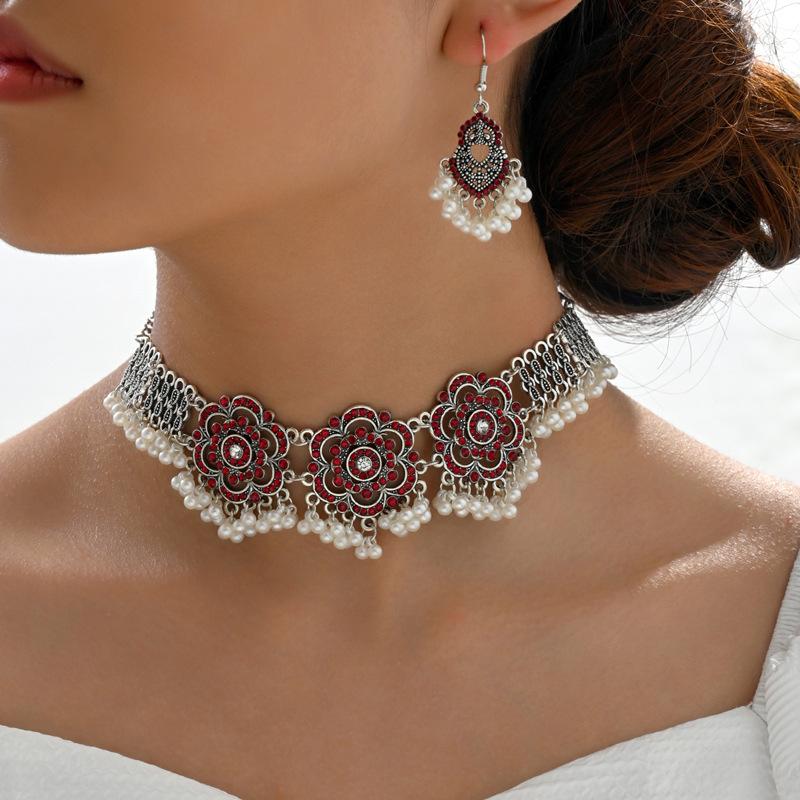 Jewelry, Ethnic Retro Gemstones, Beads, Jewelry 2-piece Set, Earrings, Necklaces.