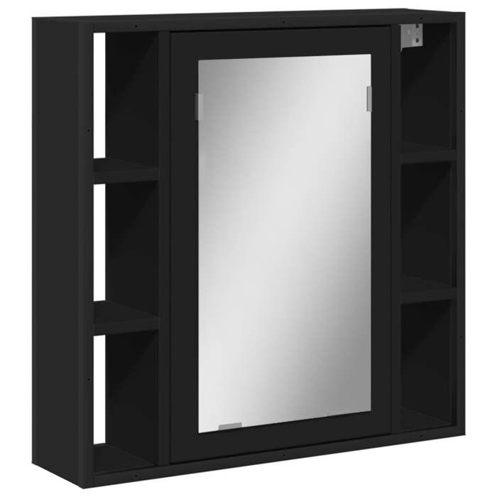 VidaXL Armoire de Salle de Bain à Miroir, Placard Mural de Toilette avec Miroir, Meuble de Rangement, Moderne, Noir Bois 842426