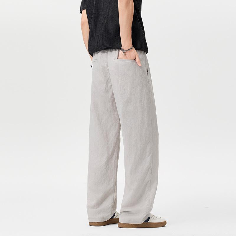 Lyocell Tencel Casual Pants Men's Summer Thin Linen Loose Breathable Straight Wide Leg Pants Tide