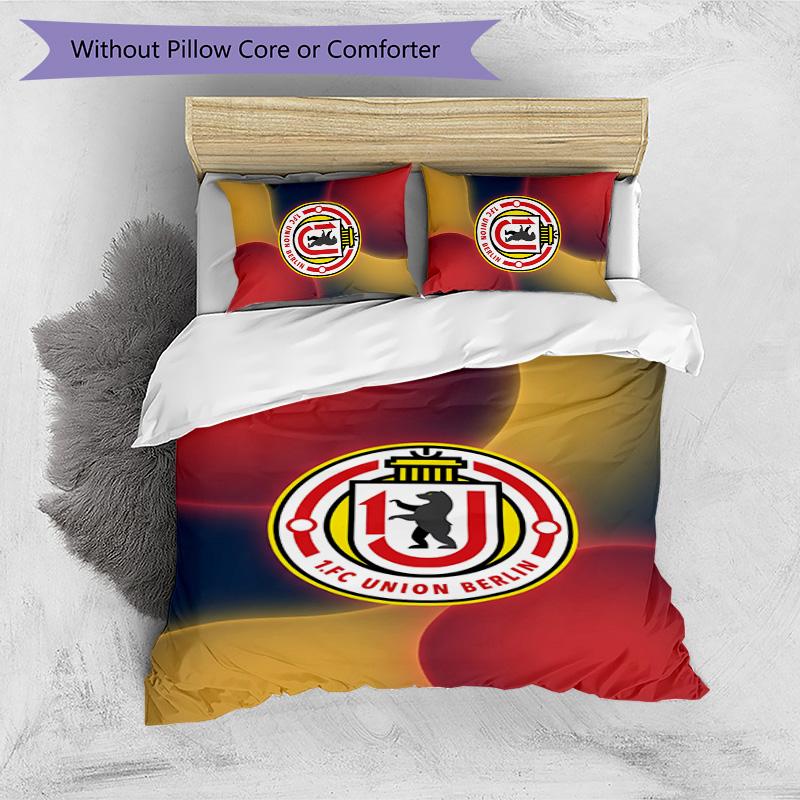 Set Lenzuola 3 Pezzi Stampato Union Berlin FC Traspirante Copripiumino con Federe Biancheria da Letto Decorativa per Camera da Letto Casa