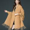 Cashmere Winter Faux Mink Cardigan Shawl Camel Layered