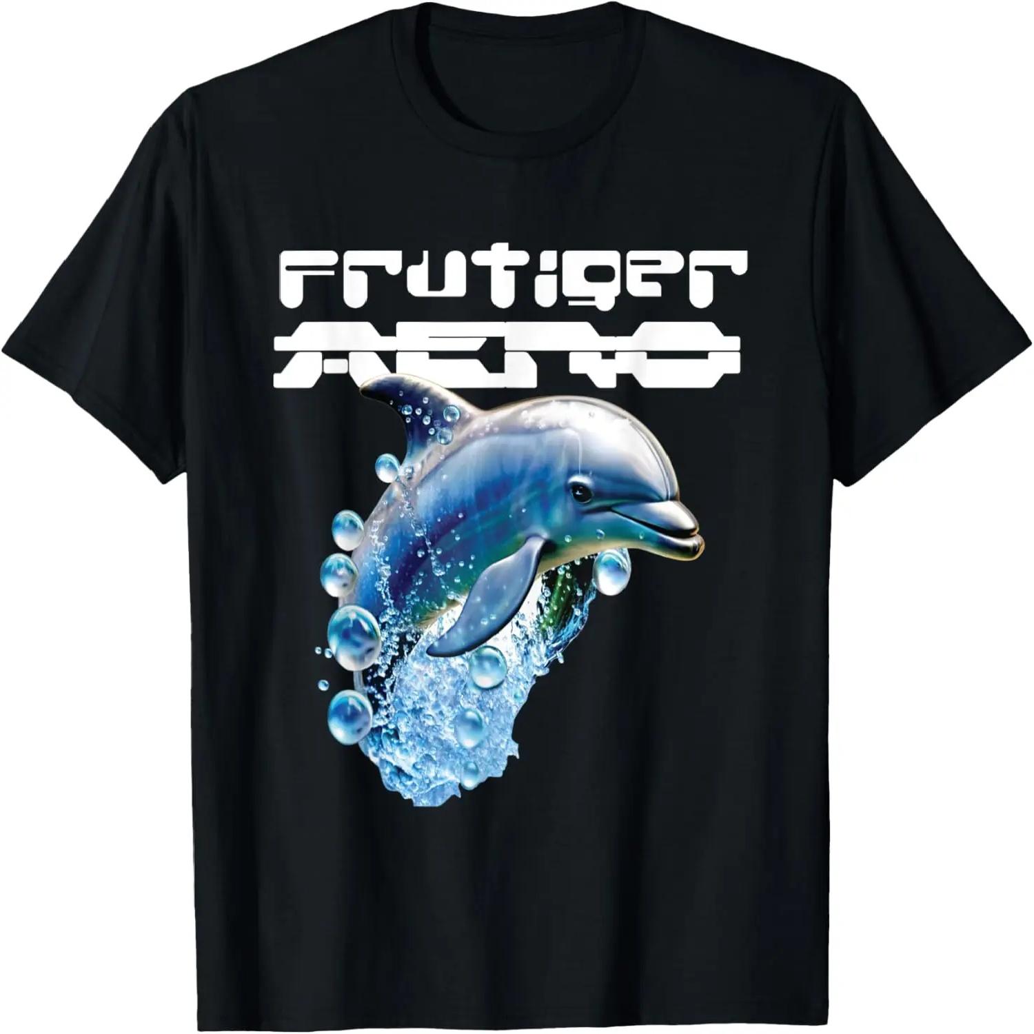 Frutiger Aero Всплескивающий Дельфин - Эстетика Y2K Графический Дизайн Футболка S