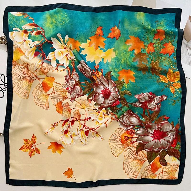 New Women's Silk Satin Hair Scarves Fashion Square Printed Headscarf 70cm Professional Accessories Designer Scarf Headband