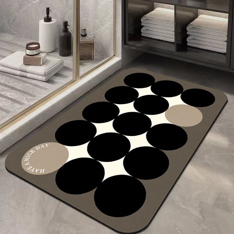 Simple Flower Diatom Mud Floor Mat Toilet Non-Slip Floor Mat Bathroom Water-Absorbing Quick-Drying Floor Mat Household Toilet Floor Mat