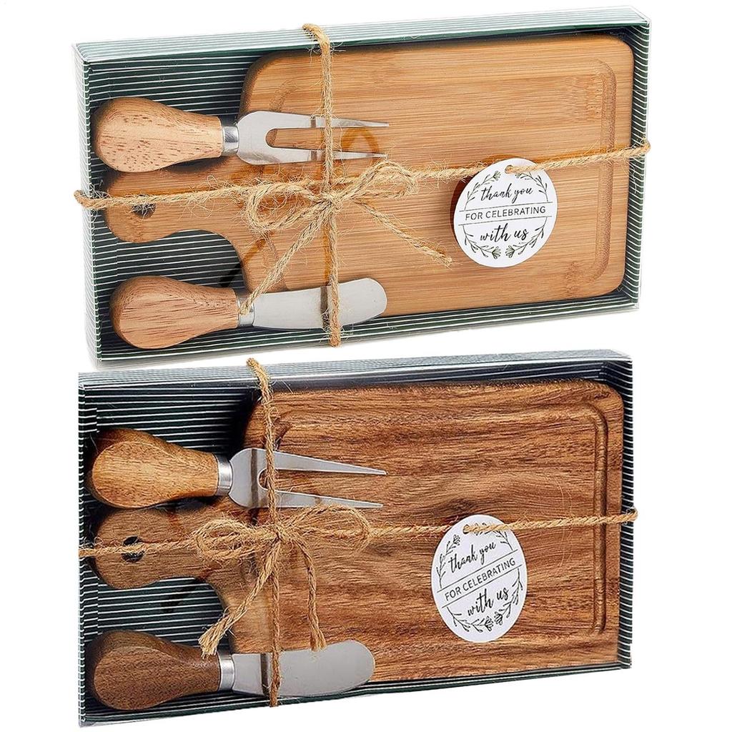 Charcuterie Board Cheese Servers Wooden Square Meat Tray with Cutlery and Thank You Label for Wedding Christmas Apartment Home