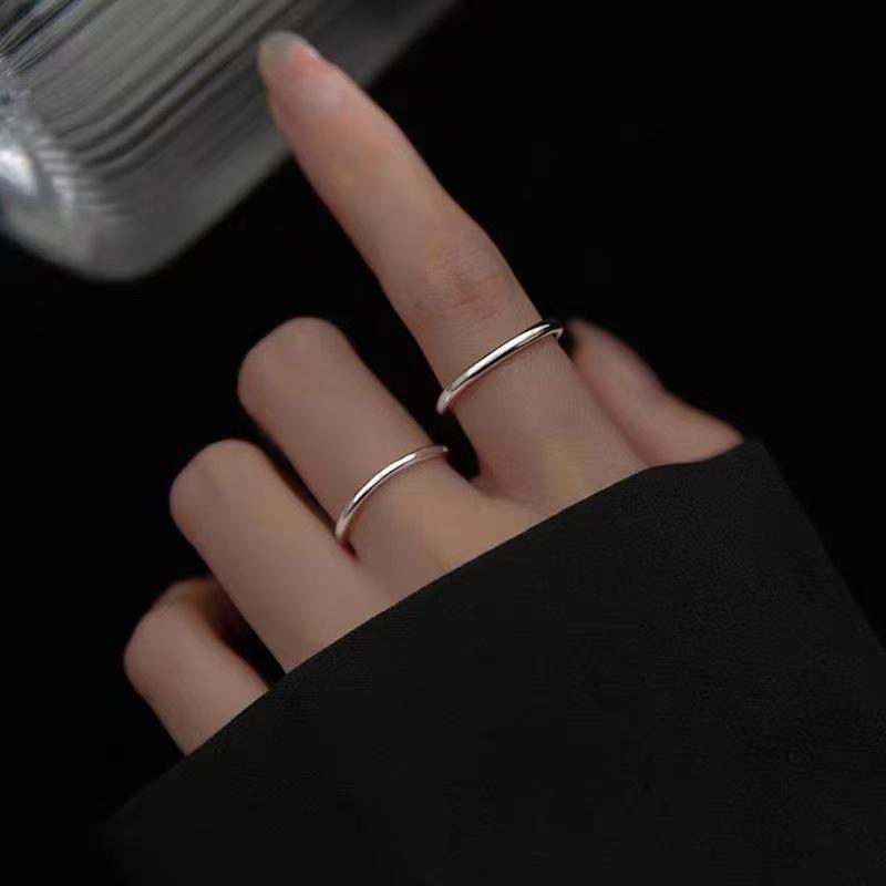 Damenring 999er Sterlingsilber Glatter Bandring mit rundem Stab - Einfaches Liebes-Partner-Passform-Design