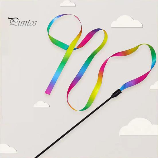 2 stk Cat Stick Interactive Toy Tosidig Rainbow Webbing Tease Ripebestandig Bittbestandig Underholdende Cat
