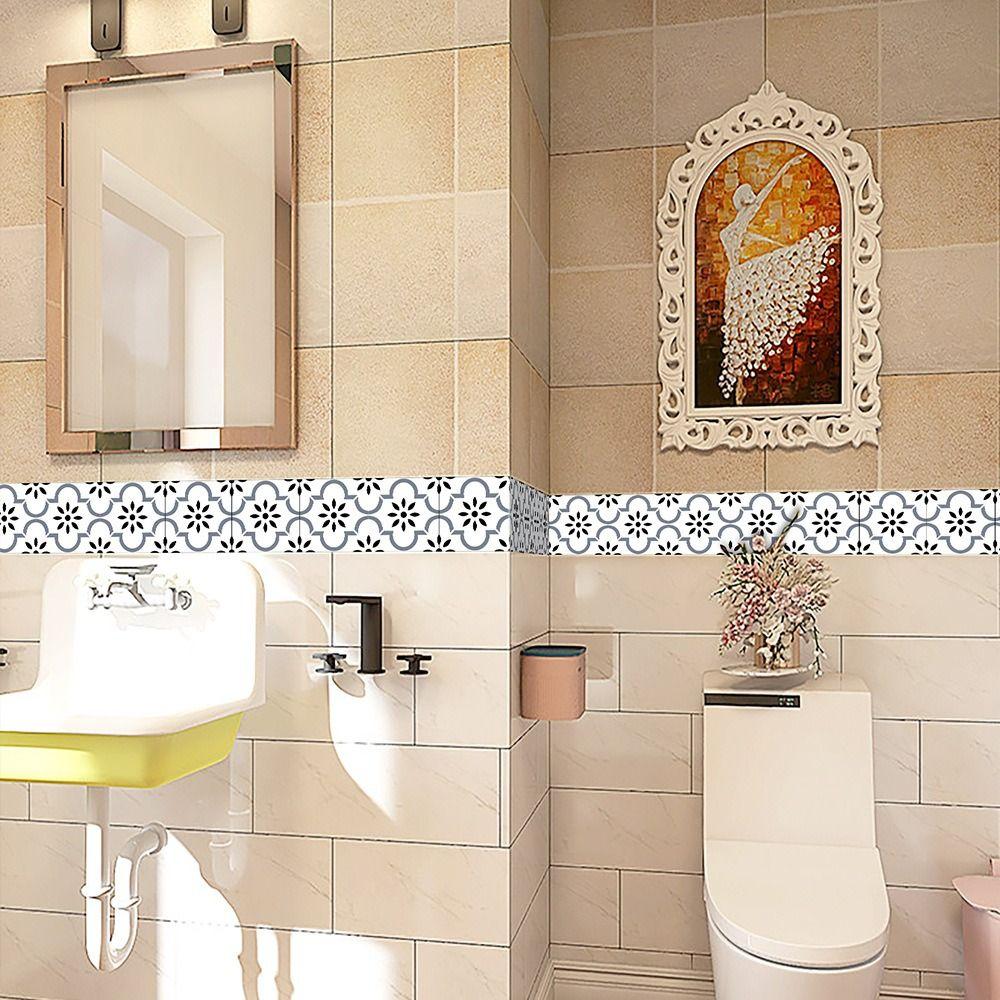 Waterproof Waist Line Self Adhesive Borders Trim Line Baseboard Wallpaper  Bathroom