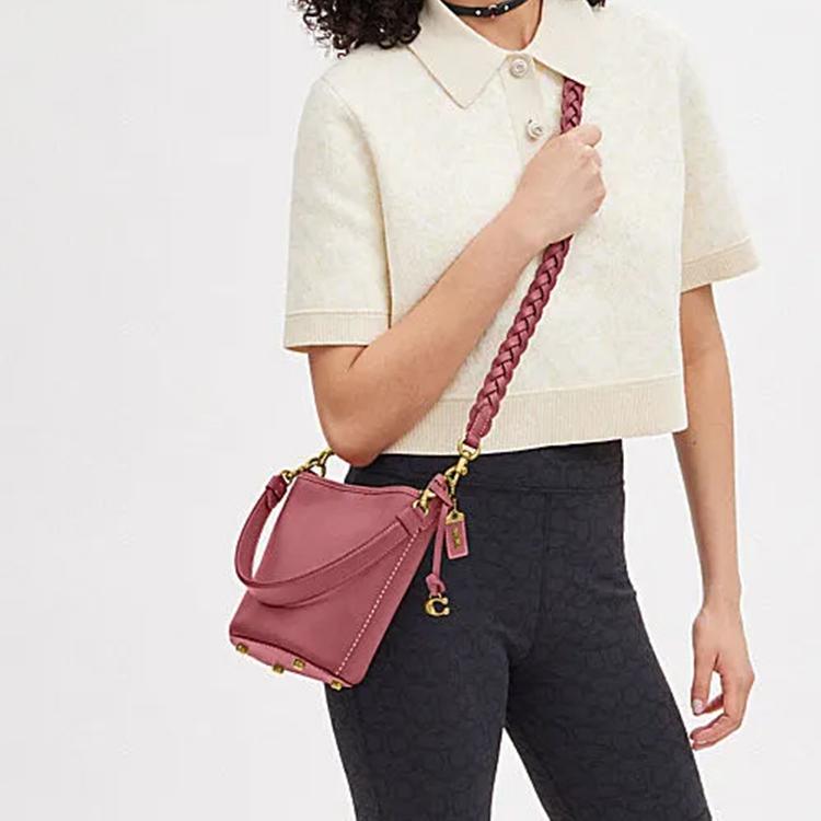 Coach Dakotah 16 Solid Color Detachable Shoulder Strap Bucket Bag Women Handbags Crimson CJ815-B4U6