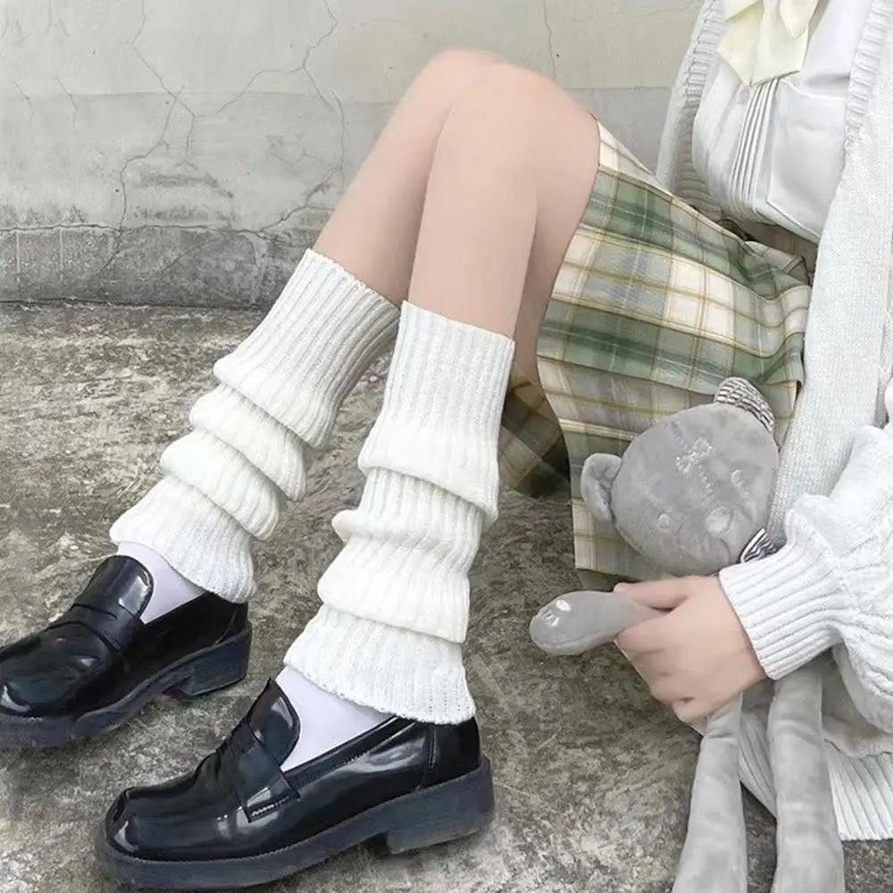 

Gothic Women S Striped Leg Warmers Black White Lolita Long Socks Knitted Japanese Winter Socks Arm Ankle Warmers Wide Legs Cover One Size