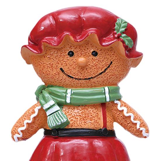 Gingerbread Man Figurine Christmas Resin Gingerbread Statue with Dress/Suit Holiday Tabletop Ornament for Home Kitchen Mantel Decorations