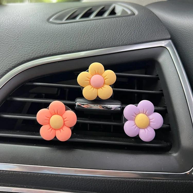 Cute Flower Perfume Clip Car Air Outlet Decoration Aromatherapy Air Freshener Colorful Flora Ornament Auto Interior Accessories