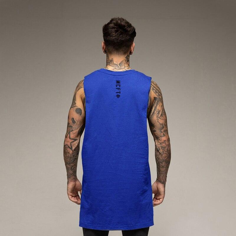 Muscleguys Los mouwloos T-shirt voor heren Sportief Comfortabel Casual Zacht en huidvriendelijk Wit tanktopje Gedrukt op de achterkant van de kraag XXL blauw