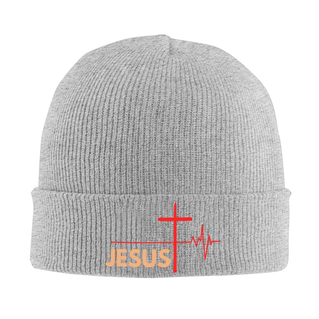 Jesus Cross Knitted Hat for Unisex Unisex Knit Hats Winter Beanies Skull Cap Unisex Black Soft Warm Winter Hat Print Beanie Hat