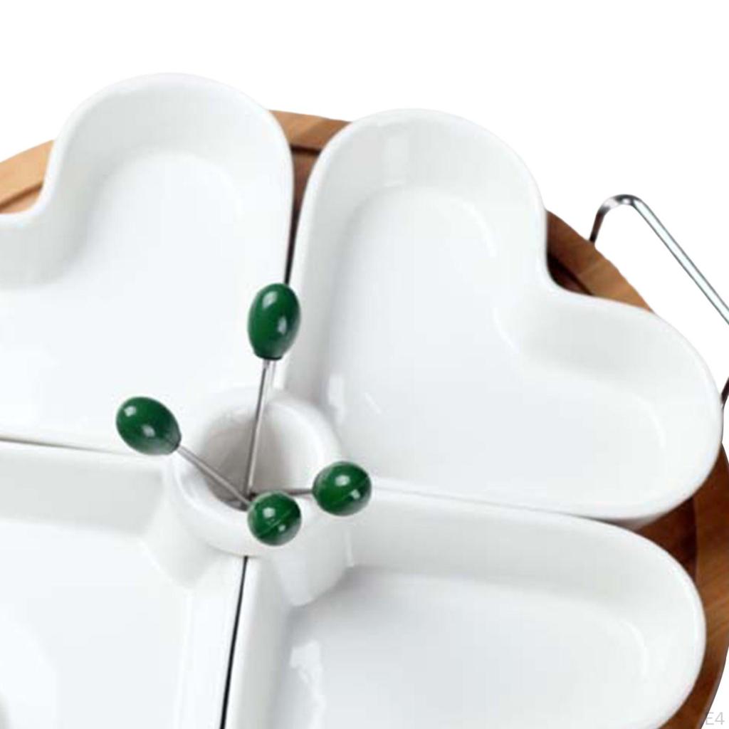 4 Compartment Divided Serving Platter Appetizer Tray Chips And Dip for