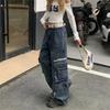 Simic American Retro Heavy-duty Multi-pocket Jeans High Street Hip-hop Trendy Overalls Men's and Women's Wide-leg Pants