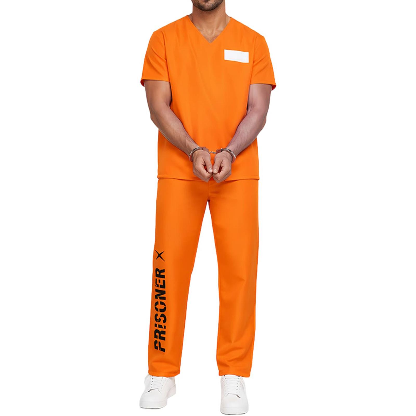 Adult Prisoner Costume for Men Women Role Play Halloween Theme Party Outfit L