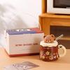 Ceramic Cup Souvenir Mug with Lid Spoon Creative Cute High Value Couple Coffee Water Cup