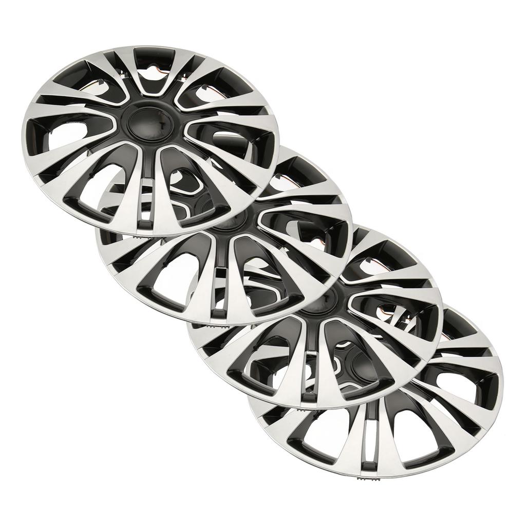 4Pcs Hub Cap Black Silver Easy Installation Protective Wheel Hub Cap Cover for Cars Trucks Vans 13 Inches Steel Wheel