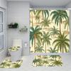 Tropical Palm Tree Shower Curtain Set With Non-Slip Mats - Includes Waterproof Curtain, Toilet Cover, Bath Mat, 12 Plastic Hooks