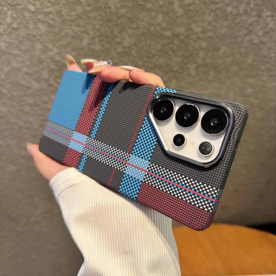 

Stylish Carbon Fiber Magnetic Phone Case For Samsung Galaxy S25 Ultra S23 + S24 Plus Kevlar Texture Wireless Charging Shockproof Cover Funda For Galaxy S23 Ultra