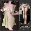 Sexy underwear, sexy mesh lace, hollowed-out suspender skirt, creamy backless, pure desire tulle abstinence skirt