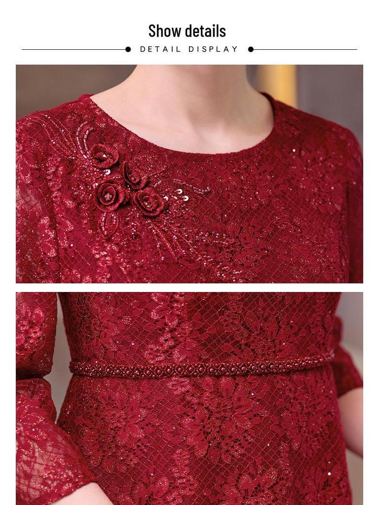 2026 Elegant High-End Qipao Skirt: Tummy-Concealing Mother of the Bride Dress