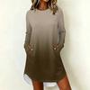 Women's Casual Long Sleeve Printed Neck Dress