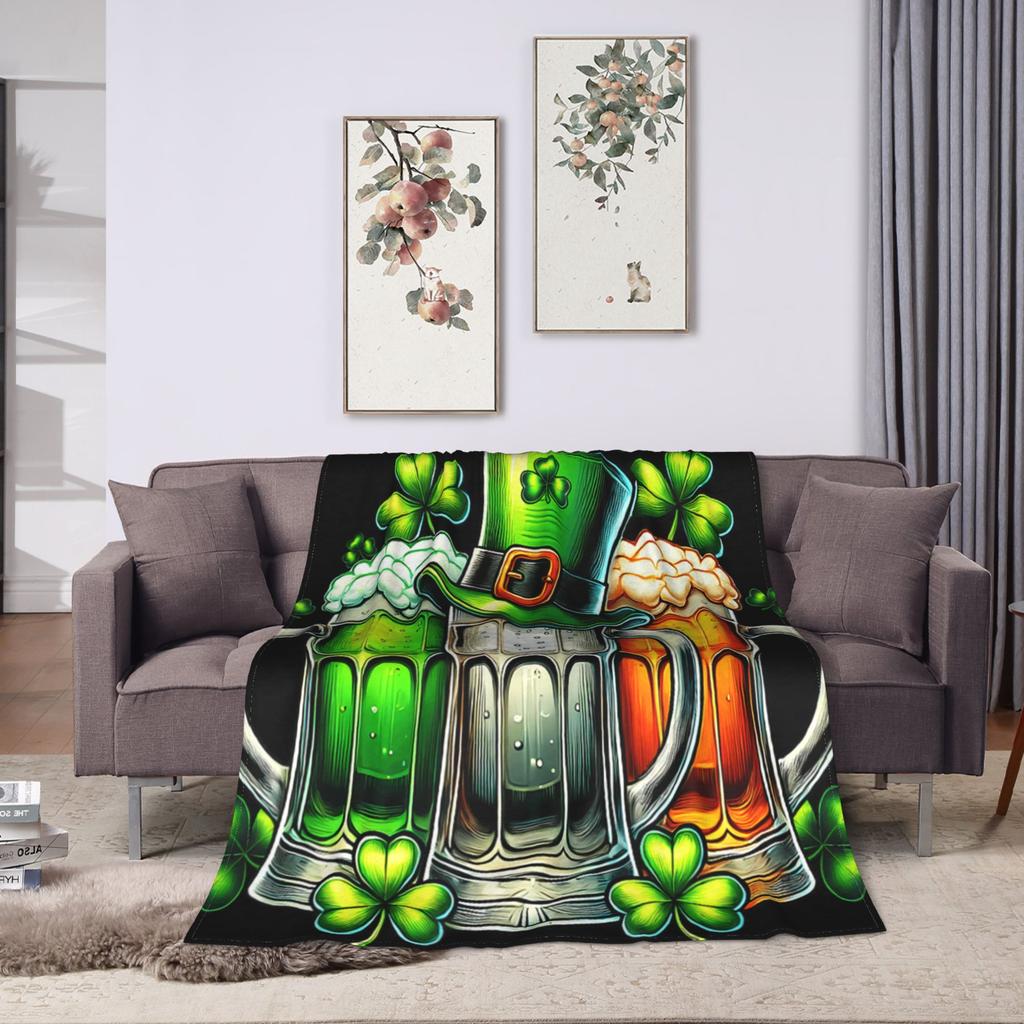 Funny Irish Ireland St Patricks Day Drinking Party Tee Warm Blanket Child Plush Throw Blanket Comfortable Couch Bed Flannel