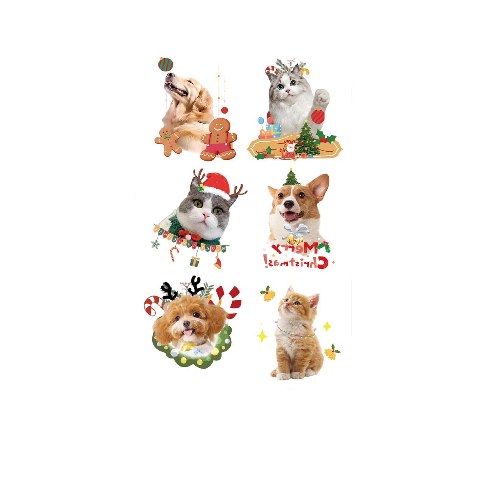 

6 шт. Рождественские наклейки Подарок Домашний питомец Собака DIY Украшение Гитара Чашка для воды Рождественские наклейки One Size