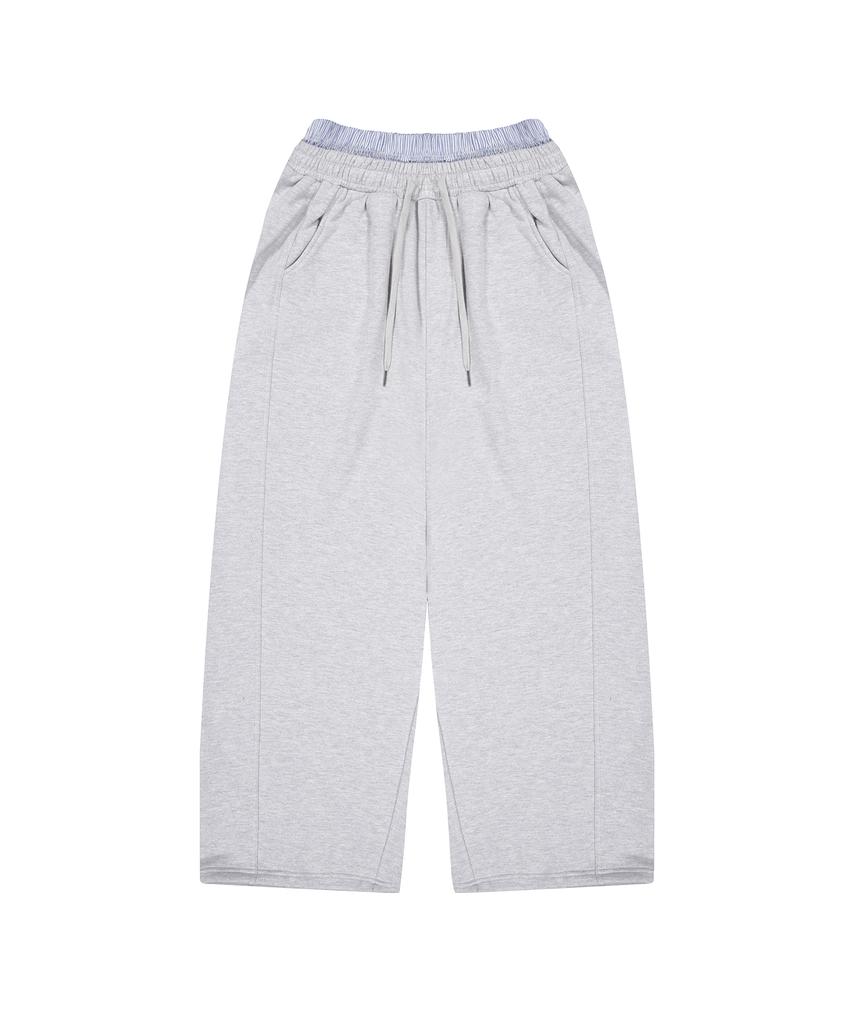 STANDARDERROR [All Seasons Or Fleece-Lined] 87-Stan279 Obi Layered Wide Loose Fit Sagging Sweatpants (3 Colors)