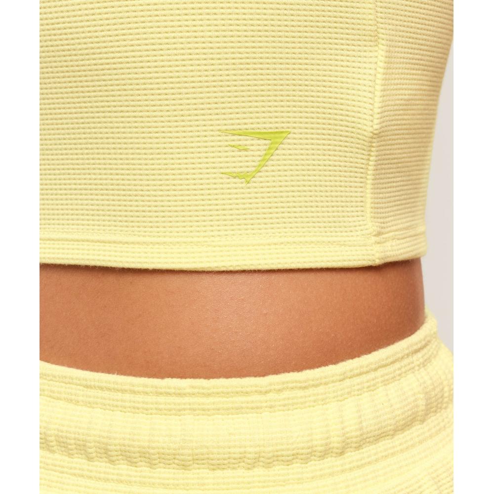 Gymshark Waffle Cropped Tank Refresh Yellow B3b2g Ybss